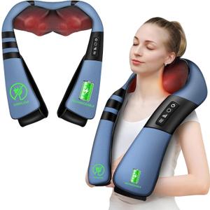Cordless Shiatsu Neck and Shoulder Massager with Heat, Back Massager for Pain Relief Deep Tissue 3D Kneading, Back Massager for Neck and Shoulder Pain, Gifts for Women Men Family