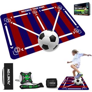 Soccer Training Equipment,Soccer Training Mat Improve Strength,Agility and Coordination,Anti-Slip Silent Absorption Soccer Footwork Training Mat,Soccer Trainer for Indoor/Outdoor Drills