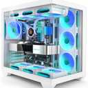 White PC Case, ATX Gaming PC Case with 7 PWM ARGB Fans Pre-Installed,Type-C Full-View Dual Tempered Glass, Gaming Computer CASE