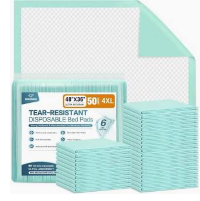BIGGMED Tear-Resistant Disposable Bed Pads 36" x 36" 50 Count Super Absorbent Underpads, Chux Thicker Extra Large Incontinence Bed Pads, Pee Pads for Adults, Kids, Elderly, Pets