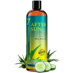 Seven Minerals NEW Cooling After Sun Gel with Aloe Vera - For Skin & Face with Instant Sunburn Relief. Unlike Regular Aftersun Lotion With Cucumber & Vitamin E (12 Fl Oz)