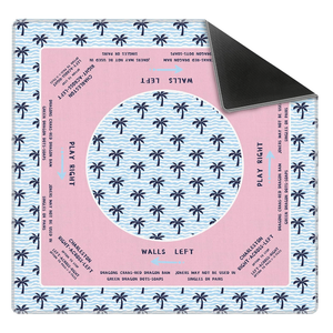 KRHFG Tropical Palm Tree Mahjong Mat 31.5" x 31.5", Pink and Blue Coastal Beach Non-Slip Noise Reduction Mahjong Table Cover Accessories Supplies for Dominoes Poker Card Board and Tile Games Gifts