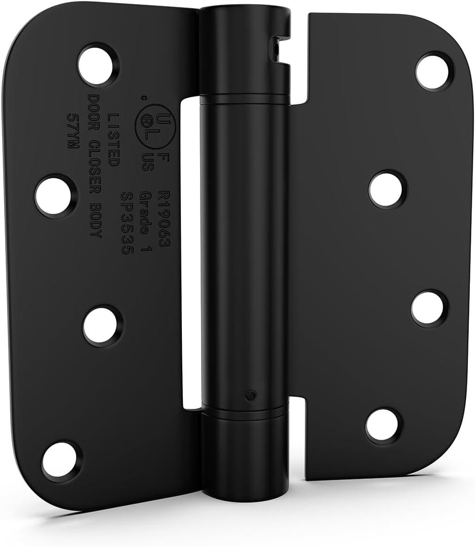 goldenwarm 2Pack Black Door Hinges 4 Inch Self Closing Spring Door Hinge with 5/8" Radius Corners - Adjustable Door Closing, Residential & Heavy-Duty Hardware