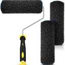 Threlaco 3 Pcs 9 Inch Drywall Compound Roller Cover with 1 Pcs Paint Frame, Drywall Texture Brush, Mud Roller for Putty, diatomaceous Earth, molding Paste, Textured coatings