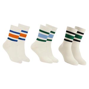 QZLKNIT Retro Striped Crew Socks Sport Socks,Casual Cotton Stretchy Socks, with Seamless Toe for Men and Women Multicolor (US, Alpha, One Size, Regular, Regular, 5, STYLE 4) (White)
