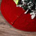 Lorehelina Knitted Christmas Tree Skirt, 48 Inch Cable Knit Design, Thick Rustic Fabric, Farmhouse Xmas Holiday Decoration, Luxury Home Party Decor Red
