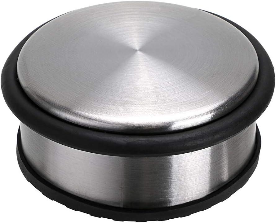 Sumnacon Heavy Duty Floor Door Stopper No Drill, Durability Stainless Steel Door Stops with Anti-Skid Rubber - Contemporary Decorative Safety Door Wedge for Home Office Commercial Industrial, Silver (4.1X1.7 Inch)