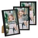 upsimples 4x6 Picture Frame Set of 3, Made of High Definition Glass for 4 x 6, Wall and Tabletop Display Thin Border Photo Frames for Home Decor, Black