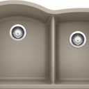 BLANCO, Truffle 441284 DIAMOND SILGRANIT 60/40 Double Bowl Undermount Kitchen Sink, 32" X 21"