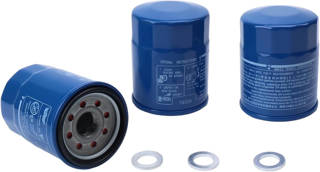 3PCS 15400-PLM-A02 Engine Oil Filter 94109-14000 Washers Kit Fit for Honda Acura-Accord CR-V Civic HR-V Pilot Fit CR-Z, Replaces 15400-PLC-003,15400-PLC-004,15400-PLM-A01,15400-RTA-003,15400-RTA-004