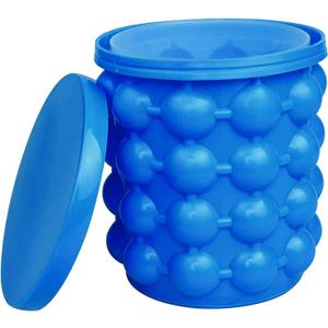 Ice Cube Mold Ice Trays Silicone Ice Bucket 2 in 1 Ice Cube Maker Wine Chiller Round Portable For Frozen Whiskey Cocktail Beverages