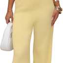 Women 2 Piece Pants Set Crop Top Wide Leg Summer Vacation Outfit Yellow, Large
