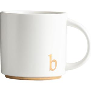 COLLECTIVE HOME - Monogram Ceramic Mugs, 15 oz Golden Initial Coffee Cups, Elegant Alphabet Tea Mugs, Elegant Personalized Mug with Gift Box, Luxurious Cups for Office and Home (b)