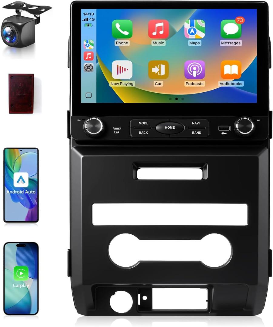 VQU Car Stereo for Ford F150 2009 to 2012, 10.2 Inch Car Radio Upgrade for F-150 2010 2011 Manual A/C, Android 13 Touch Screen CarPlay/Android Auto Radio with Backup Camera/FM/SWC/DPS (2+32G)