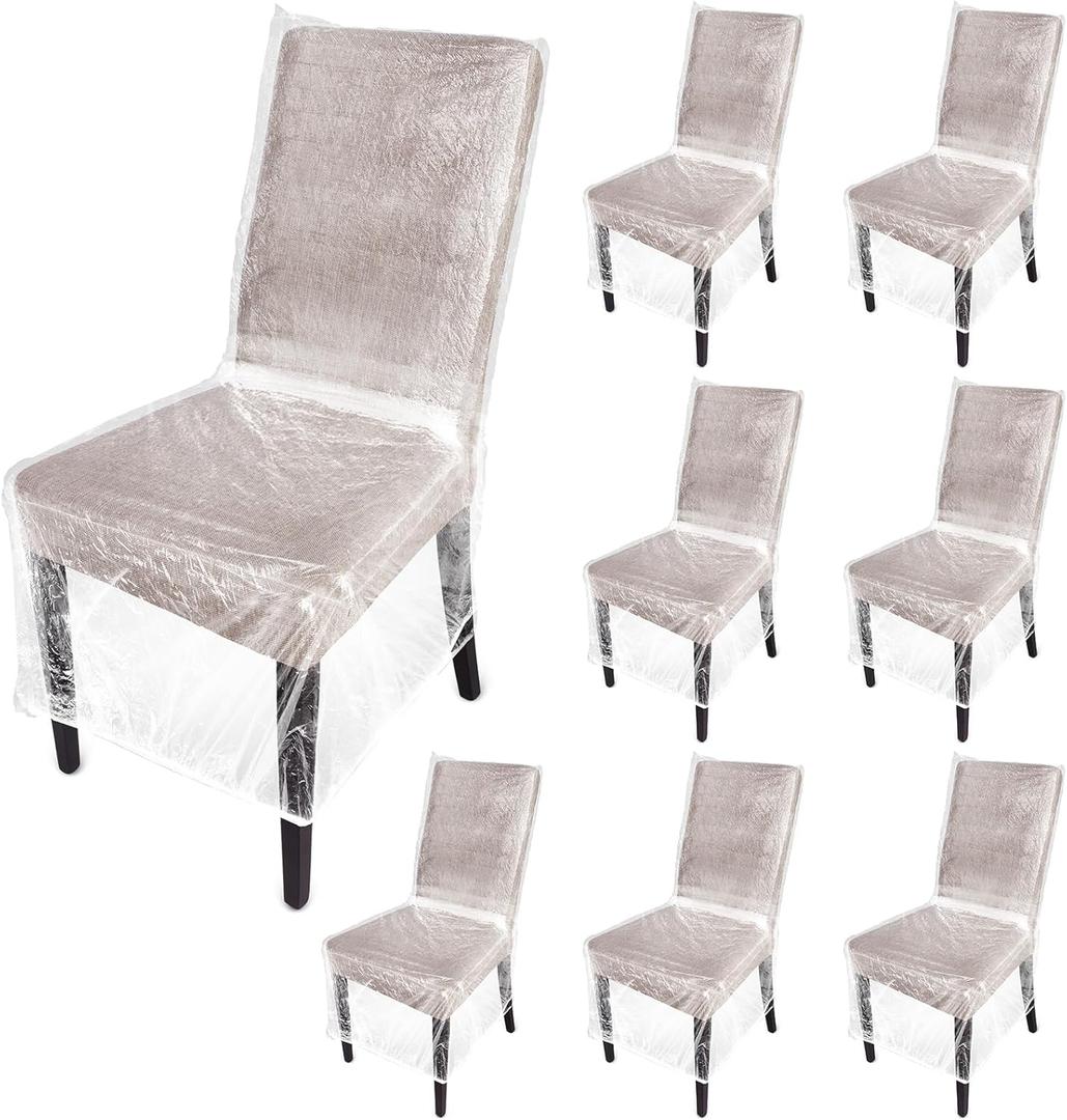 8 Pcs Plastic Dining Chair Covers Protectors Clear Protector Waterproof Seat Cover, Fit W/21 x D/20 Inch