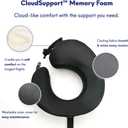 C CUSHION LAB Extra Support Travel Pillow, Award-Winning Patented Ergonomic Design for Chin & Neck Support Memory Foam Neck Pillow, Compact Airplane Pillow for Traveling, Flight, Car (Black, Large)