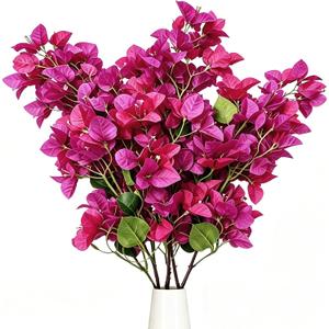 4PCS Bougainvillea Artificial Flowers 37.4" Long Stem Faux Silk Branches Vines Decoration for Wedding Party Centerpieces Home Office Decor, Hot Pink