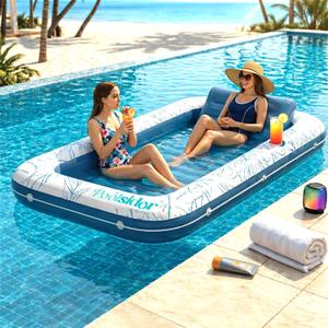 Poolsider Inflatable Tanning Pool Lounger |Large Inflatable Tanning Bed for Adults -4 in 1 Multipurpose Sunbed Tub | Pool Floats Adults