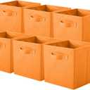 ShellKingdom Foldable Fabric Storage Cubes and Cloth Organizer Drawer for Closet and Toys, 6 Pack (Orange)