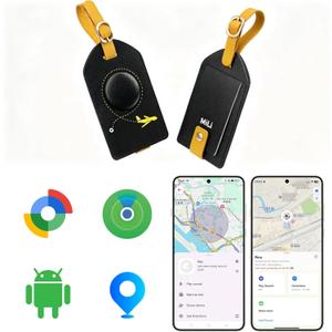 MiLi Smart Bluetooth Luggage Tracker Tag for iOS & Android - Works with Apple Find My & Google Find Hub, Anti-Lost Leather Travel Locator for Suitcase, Backpack & Gear, Black