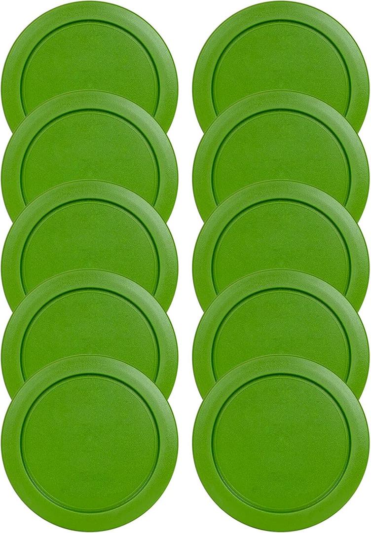 Replacement Lids fits Pyrex 1-Cup (4" Smallest Size) Glass Food Storage Container Bowls, 4-Inch Plastic Round Lids Covers for Pyrex 7202-PC, Airtight & Leakproof (10-Pack, Green)