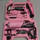 WORKPRO Pink Tool Set with 3.7V Rotatable Electric Screwdriver, 18PCS Portable Ladies Home Tool Kit with Toolbox, Cordless Electric Screwdriver Kit, Household tool kit for Dorm, Apartment -Pink Ribbon