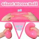 Giant Squishy Stress Balls for Kids and Adults - 4-Inch Jumbo Squishy Toys Dough Stress Ball, Stretchy Squeeze Fidget Toys for Boys, Girls, Birthday Gift, Easter Basket Stuffers (Pink)