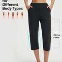 baleaf Womens Capri Pants High Waisted Straight Leg Yoga Capris Leggings with Pockets Crop Workout 21" Summer Pants (Black, XXL)