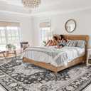Washable Oriental Area Rug - 9x12 Rugs for Living Room Soft Carpet for Bedroom Waterproof Floral Distressed Indoor Stain Resistant Non-Shedding Floor Carpets (Black, 9x12)