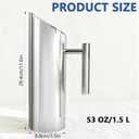 Stainless Steel 53oz/1.5L Metal Pitcher with Ice Guard, Silver Restaurant Jug with Handle for Iced/Hot Beverages