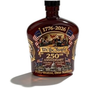 U.S. 250th Anniversary Commemorative "We the People" Whiskey Bottle, Anniversary Commemorative Personal Reserve Glass Wine Bottle, Decanter for Whisky, Bourbon, Scotch, Wine