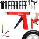 (New model in April 2026) Richcat Tubeless Tire Puncture Repair Kit with Mushroom Plug, repairs punctures and flat tires for motorcycles, cars, trucks, ATVs,Gun Puncture Repair Kit