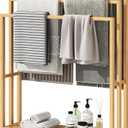Bamboo Towel Rack Stand, 3 Tier Freestanding Bathroom Towel Drying Rack 41.73x12.1x2.56 inches • Natural • Waterproof • Blanket rack • Blanket holder • Ventilated • Bottom shelf • Anti-tip