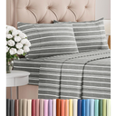 King Size 4 Piece Sheet Set  Comfy Breathable & Cooling Bed Sheets Set  Hotel Luxury Bedding for Women, Men, Kids, Teens, Boys & Girls  Deep Pockets, Soft, Wrinkle Free  OekoTex  Grey Stripes 3