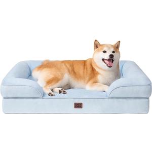 EHEYCIGA Orthopedic Dog Bed for Large Dogs, Waterproof Memory Foam, Non-Slip Bottom,  Light Blue, 35"L x 22"W x 6.5"Th