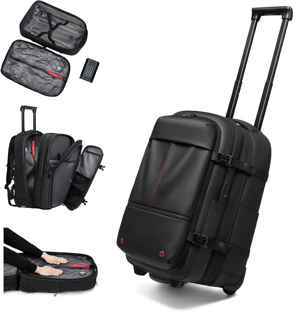 Vacuum Rolling Backpack Travel-Compression Backpacks with Wheels,Air Pump,Usb,Tsa Lock,Rolling Backpack Luggage