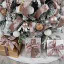 2 x HUIHUANG Dusty Rose Velvet Wired Ribbon 2-1/2", Dusty Pink and White Velvet Wire Ribbon for Christmas Tree, Bows, Wreaths, Gift Wrapping, Garland, Home Decor, Crafts-Continuous 10 Yards/Roll