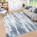 INGEROOM 5x7 Area Rugs - Machine Washable Rug Washable Rug Non-Slip Backing Modern Abstract Area Rug for Living Rooms Bedrooms and Dining Rooms Easy to Clean (Blue and Gray, 5' x 7')