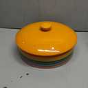 Ceramic Tortilla Warmer With Lid, Colorful Holder, Rainbow Storage Container for Roti, Pancakes (10-Inch, 25.4 cm)