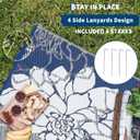 COZYLOOM Large Outdoor Rugs 9x18 Waterproof Plastic Straw Rug for Patio, Reversible Modern Flower Camping Rug with Portable Bag & Stakes, Foldable & UV Resistant, Outdoor Carpet for Yard Deck, Navy