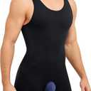 SOLCYSX Mens Sleeveless Full Body Shaper Underwear Slimming Compression Bodysuit Shapewear Tummy Control Fajas Para Hombres (Black, 3XL-4XL)