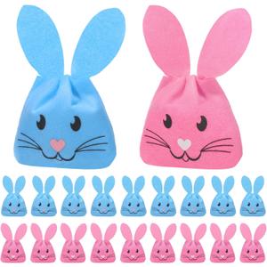 20 Pcs Easter Bunny Treat Bags Tiny Cute Felt Rabbit Candy Goody Gift Bags Reusable Bunny Party Favors for Spring Birthday Gifts Party Decoration Baby Shower Candy Packing Hunt Stuffer
