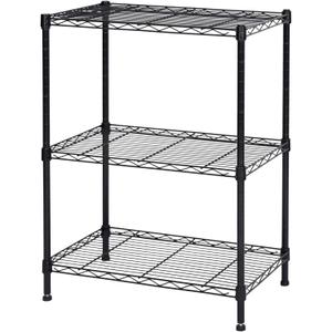 Whitmor 3-Shelf Storage Rack,Adjustable Height Metal Shelving Unit,Heavy Duty Storage Shelving Unit,Wire Rack Shelving,Garage Organizer for Home,Kitchen,Office,Pantry,Garage13.5"D x 23.4"W x 31"H (Black)