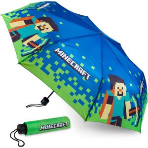 Minecraft Folding Umbrellas for Boys Girls Durable Compact Umbrella Windproof Travel Umbrella for Teens and Gamers