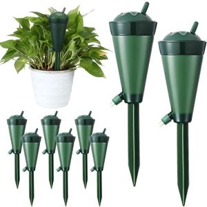 Baderke 8 Pcs Plant Self Watering Spikes Devices Automatic Plant Watering Globe Self Watering Planter Insert Stakes for Indoor Outdoor Garden Houseplant(Green)