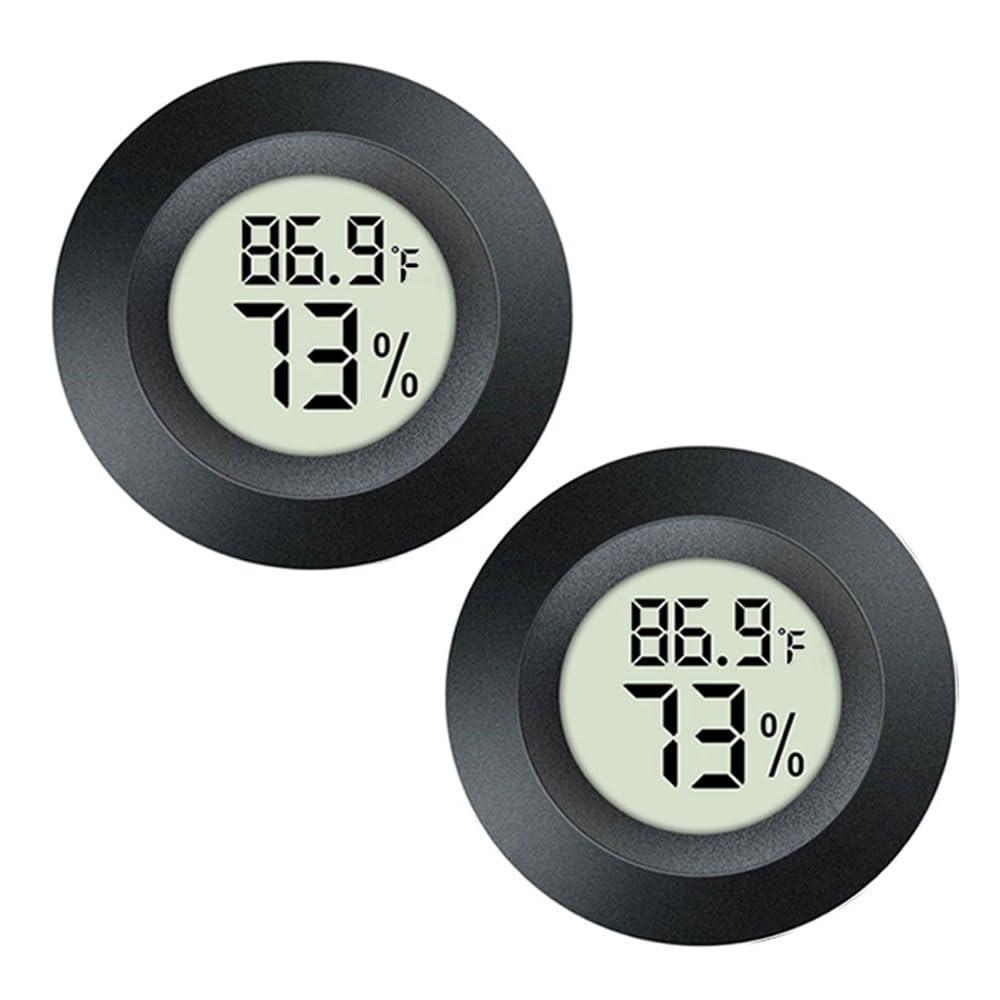 2 Pack Hygrometer Thermometer Digital Humidity Meter Indoor/Outdoor Humidity Monitor Reptile Thermo-Hygrometer for Greenhouse Humidors Terrarium Jars, Fahrenheit () /Celsius() (2)