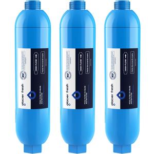 GLACIER FRESH Garden Hose End Pre-Filter for Swimming Pool, Hot Tubs, Spa, Inflatable Pool, Ponds, Greatly Reduces Bad Taste, Odors, Chlorin and Sediment, up to 8,000 Gallons, 3 Pack (Blue)