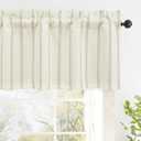 DriftAway Farmhouse Linen Lined Valance 2 Layer Thermal Insulated Room Darkening Blackout Window Valances Rod Pocket Vertical Striped Kitchen Valance for Bathroom Single 52 x 18 Inch Camel Beige
