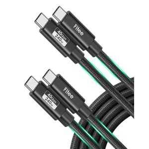 Fitee USB4 Cable for Thunderbolt 4 Cable [2 Pack 5FT], 40Gbps Data Sync, 8K/6K60Hz, 4K144Hz, PD3.1 240W Charging, USB C Thunderbolt Cable for Mac mini, MacBook Pro, PSSD, Display, Docking, Monitor