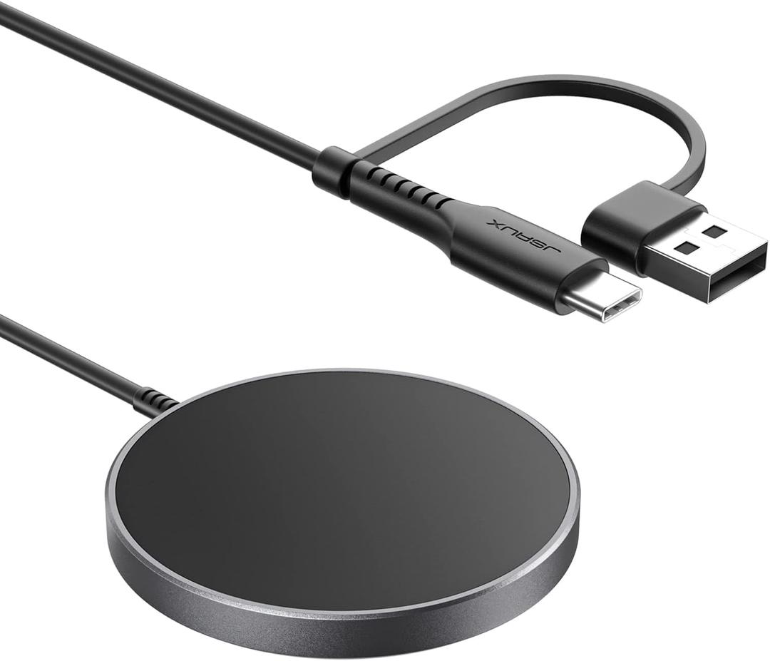 JSAUX Magnetic Wireless Charger Compatible with MagSafe Charger/iPhone 16/16 Pro/16 Plus/16 Pro Max/iPhone 15 Pro Max Plus/iPhone 14 13 12 Series, Wireless Mag Safe Charging Pad, Mag Charger (Black)
